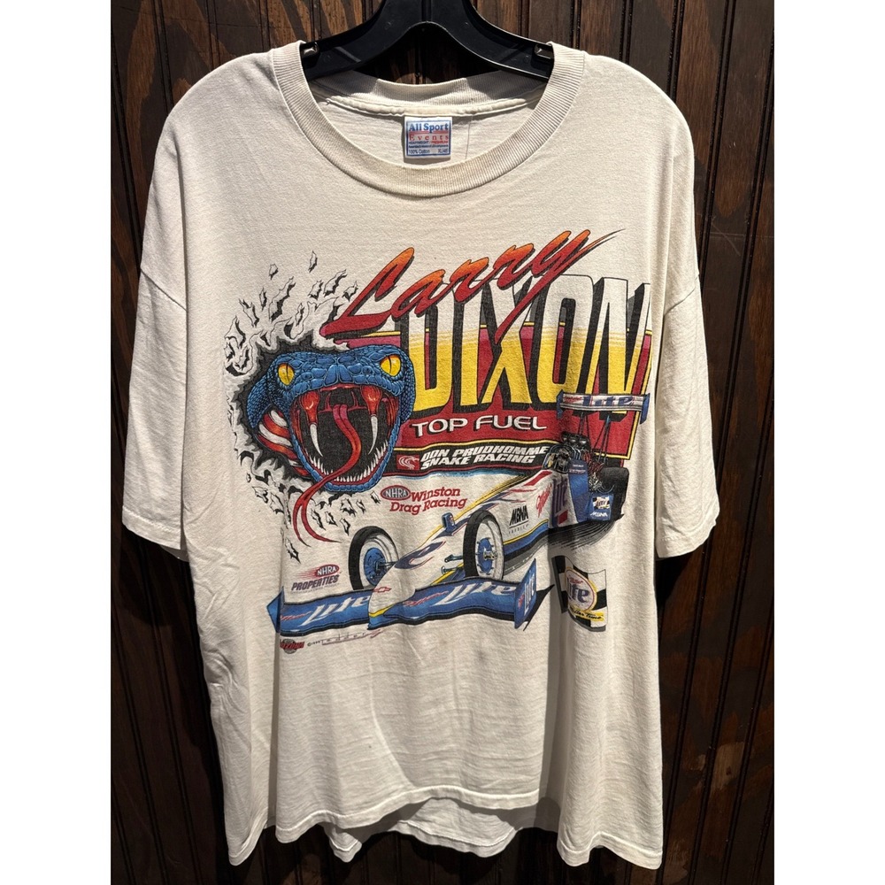 Vintage All Sport Larry Dixon Top‎ Fuel Drag Racing T-Shirt 90s Single Stitch XL